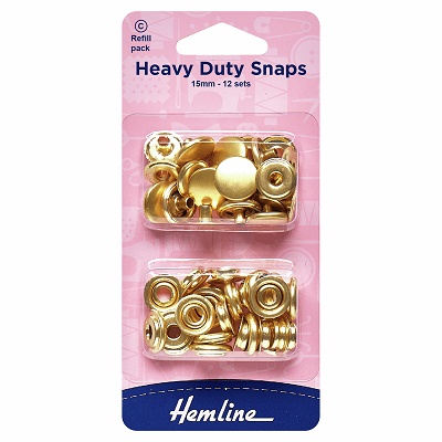 H405R.G Heavy Duty Snaps: Refill Pack: Gold: 15mm 